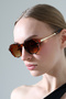 Women's Leopard Frame Gold Handle Brown Glass Sunglasses - 6