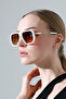Women's White Frame Gradient Glass Sunglasses - 3