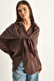 Women's Brown Oversize Modal Shirt with Shawl Accessories 340 60286164