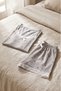 Bamboo Women's Shorts Pajama Set Gray Striped Heart Strap Summer Home Wear Set - 3