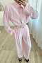 Pink Snap Button Modal Shirt and Belted Shalwar Trousers Set - 8396 - 2