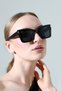Women's Black Frame Metal Detail Black Glass Sunglasses - 5