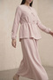 Fly Cupra Fabric Ribbon Detailed Gathered Blouse Skirt Set - 3