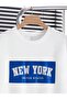 White New York Print Detailed Blue Shorts Top and Bottom Set - 2