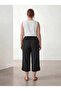 Women's Large Size Capri Black with Slit Legs and Stone Print - 4