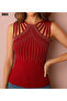 New Season Women's Shoulder Strap Stripe Detailed Stoned Viscose Blouse - 2