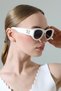 Women's Oval White Frame Black Glass Sunglasses with Gold Detail - 5