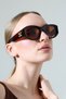 Women's Oval Brown Frame Brown Glass Gold Detailed Sunglasses - 6