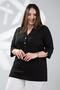 Women's Plus Size Buttoned-High Neck Blouse Black