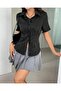 Y2K Style Women Shirt Striped Slim Fit Button up Stylish Blouse - 2
