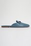 Valeria Genuine Leather Buckle Blue Leather Women's Slippers - 3