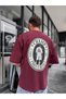 Burgundy Zidane Printed Oversize T-Shirt Res-1098 - 2