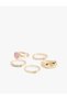 Steel Mixed Stone Detailed 5-Piece Ring Set - 2