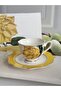 Porcelain Turkish Coffee Cup Set for 2 People 4 Pieces Botanica Yellow - 4