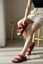 Double Buckle Summer Women's Slippers - Red - 2