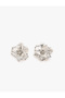 Large Textured Steel Flower Earrings