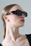 Women's Black Frame Handle Detail Black Glass Sunglasses - 5