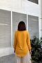 Women's Mustard Pompom Elasticized Sleeve Oval Cut Slit Collar Tunic Blouse 2842231 - 4