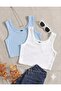 Women's 2-Piece Cotton Camisole Ribbed Fabric Thick Strap Square Neck Athlete
