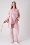 Maternity Pajama Dressing Gown Set Jacquard Cardigan Lace Embroidered Buttoned Breastfeeding Cotton 3-Piece Set