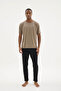 New Season Modal-Cotton Men's Crew Neck Side Stripe Detailed Pajama Set - 7