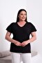 Women's V-Neck Viscose Blouse with Back Detail - 3