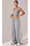 2-Piece Women's Baggy Relaxed Fit White Striped Loose Sweatpants - 2