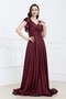 Long Evening Dress with Glittering Flywheel Detail - Bordo - 6