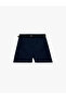 Pocketed Viscose Blend High Waist Bermuda Shorts with Belt Detail - 3