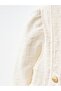 Linen Textured Baby Dress with Button Detail - 4