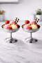 2-Piece Silver Steel Footed Dessert & Ice Cream Serving Bowl Royal Premium