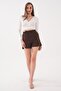 Women's Elastic Waist Linen Shorts with Pockets 260416 - 260004