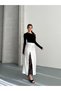 Satin Lace Slit High Waist Midi Skirt - 2