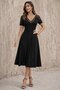 Women's Short Sleeve V Lace Collar Midi Viscose Dress - 4