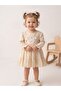 Linen Textured Baby Dress with Button Detail
