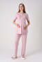 Maternity Pajama Dressing Gown Set Jacquard Cardigan Lace Embroidered Buttoned Breastfeeding Cotton 3-Piece Set - 3