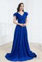 Long Evening Dress with Glitter Flywheel Detail - Cobalt Blue - 6
