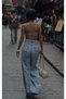 Premium Floral Embroidered High Waist Wide Leg Jean Pants - 6