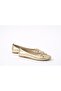 Women's Gold Yellow Ballerina Shoes with Bow, Comfortable and Useful Leather Ballerinas - 4