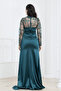 Lace Detailed Satin Evening Dress - Emerald Green - 7