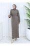 Knitted Detailed Waist-Tie Long Knitwear Dress - 5