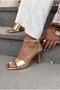 Velniel Gold Shiny Leather Women's Heeled Sandals - 4