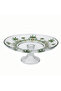 Cy. Chaoyun Footed Glass Fruit Plate with Green Palm Tree Design for Table Presentation