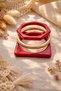 Minimal Bone Bangle Bracelet Set of 3 Red & Gold Timeless Design - 4