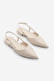 Women's Pointed Toe Open Back Strap Gold Painted Heel Ballerinas Segos Ecru - 5