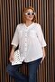 Plus Size Linen Shirt with Lace Detail on the Back - 3