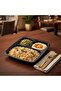 Black Square Melamine 3 Portion Serving Plate 23.5 × 23.5 cm - 2