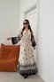Black Patterned Long Sleeve Dress with Slit Detail - 6