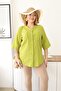 Plus Size Linen Shirt with Lace Detail on the Back - 2