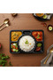 Black Rectangular Melamine 6 Portion Serving Plate 38 × 28 cm - 2